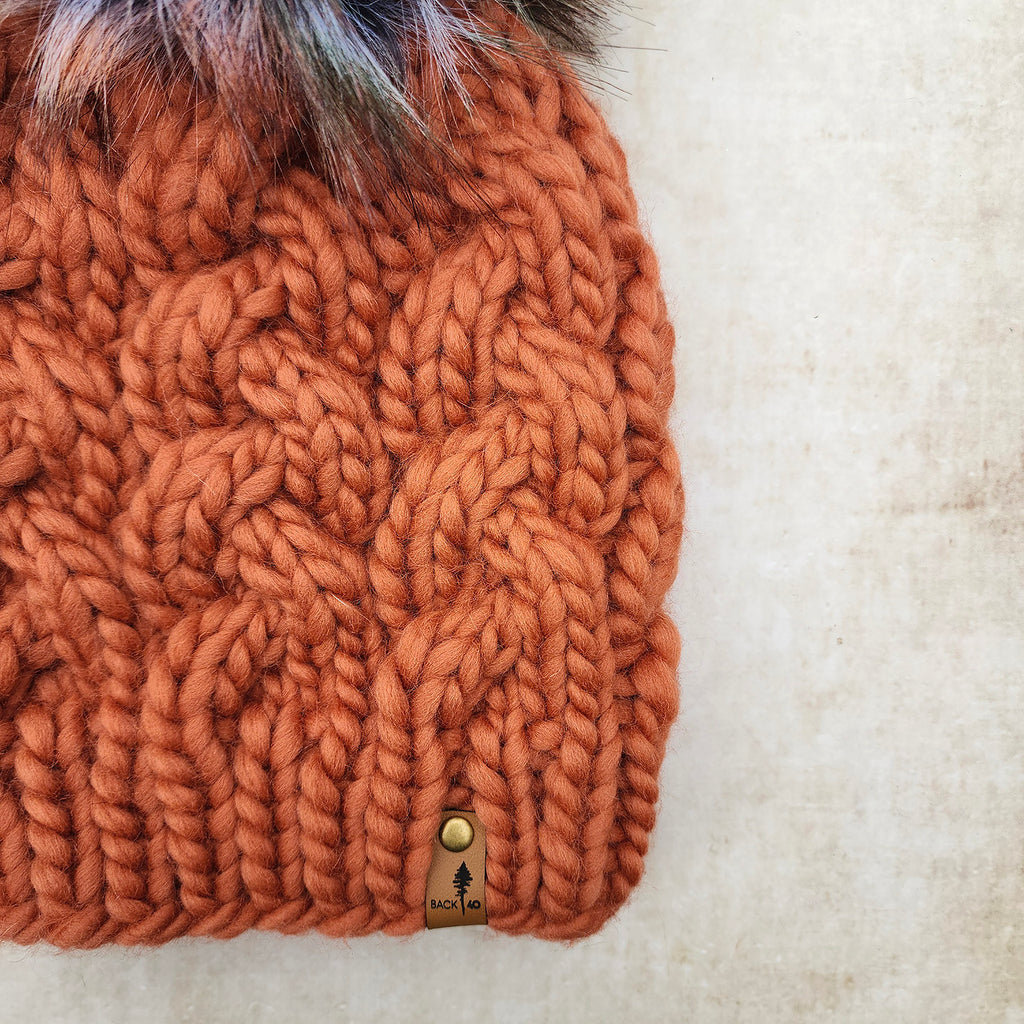 Luxe Line Braided Cable Beanie (Earthy Orange) | Adult RTS