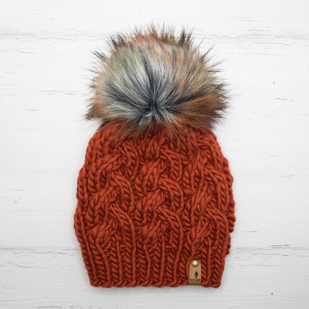 Luxe Line Braided Cable Beanie (Burnt Orange) | Adult