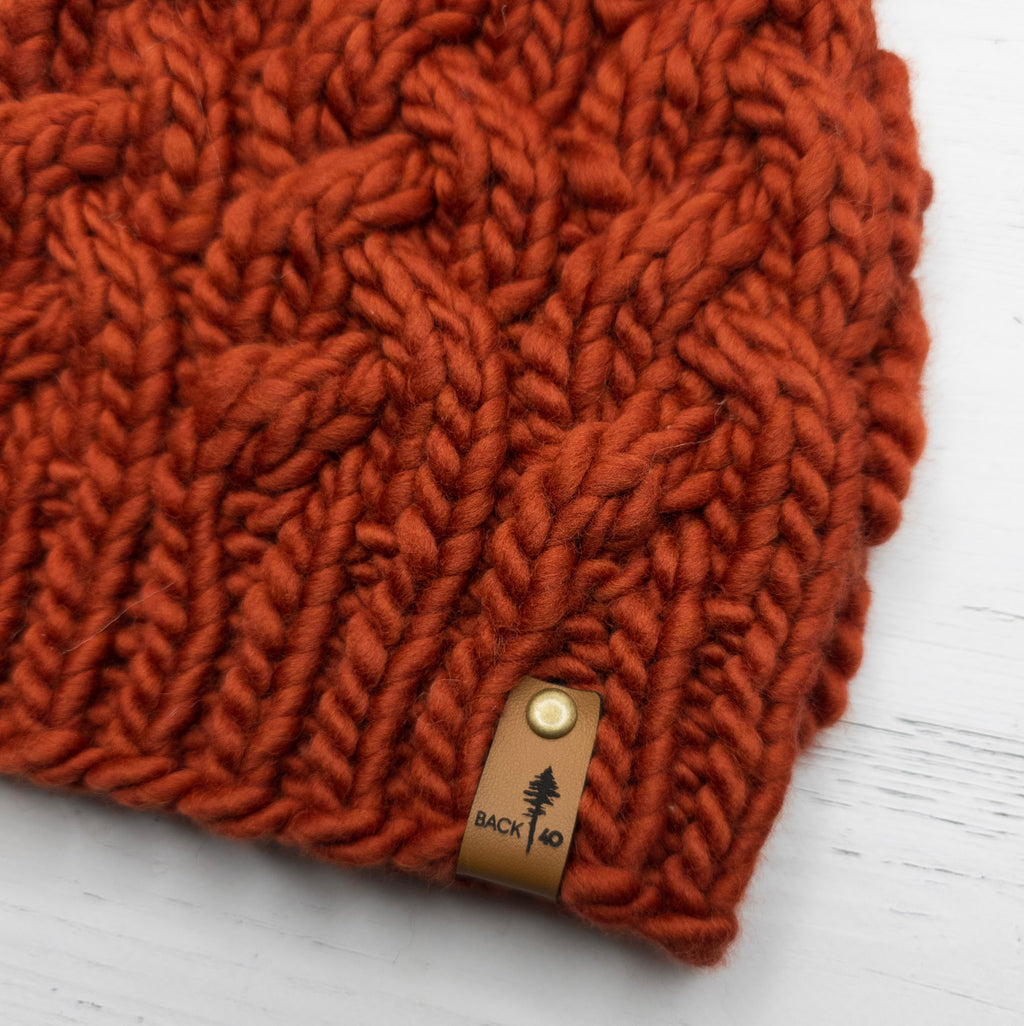 Luxe Line Braided Cable Beanie (Burnt Orange) | Adult