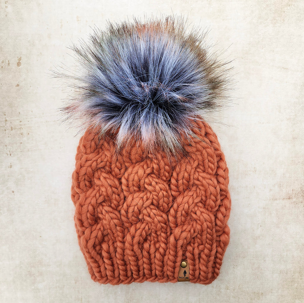 Luxe Line Braided Cable Beanie (Earthy Orange) | Adult RTS