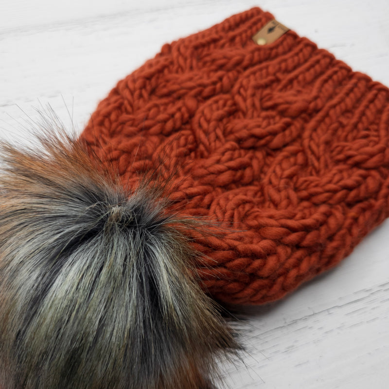Luxe Line Braided Cable Beanie (Burnt Orange) | Adult