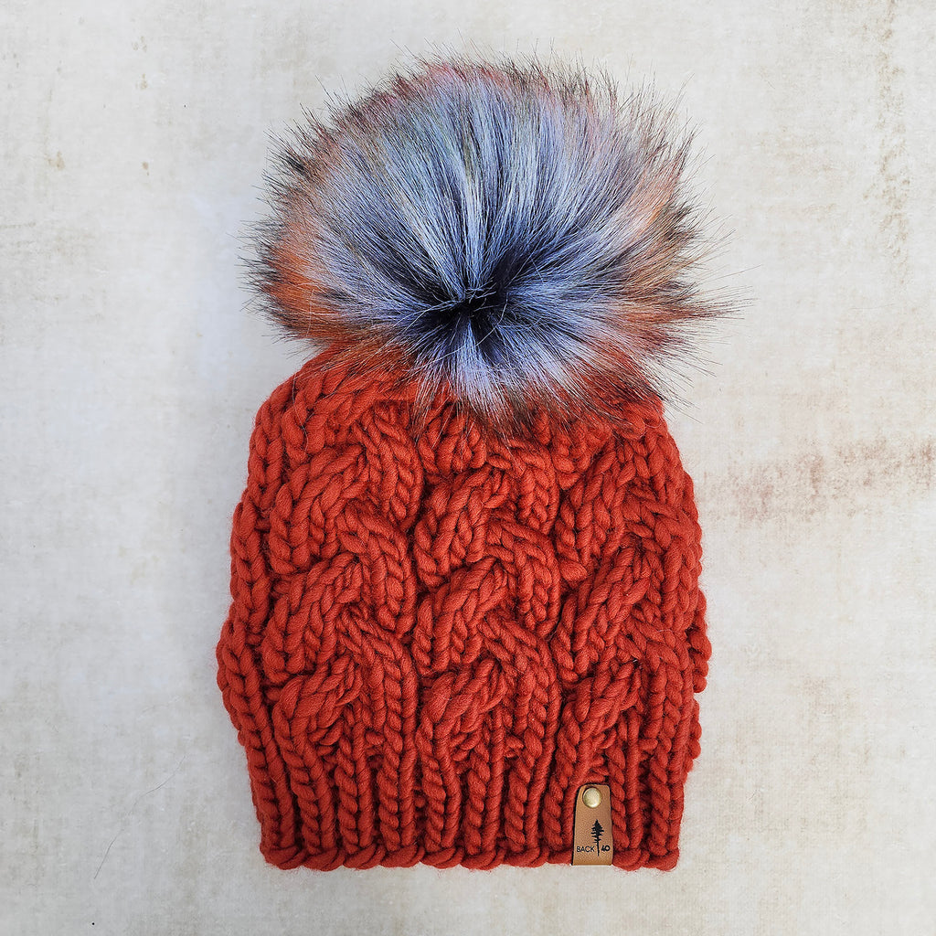 Luxe Line Braided Cable Beanie (Burnt Orange) | Adult RTS