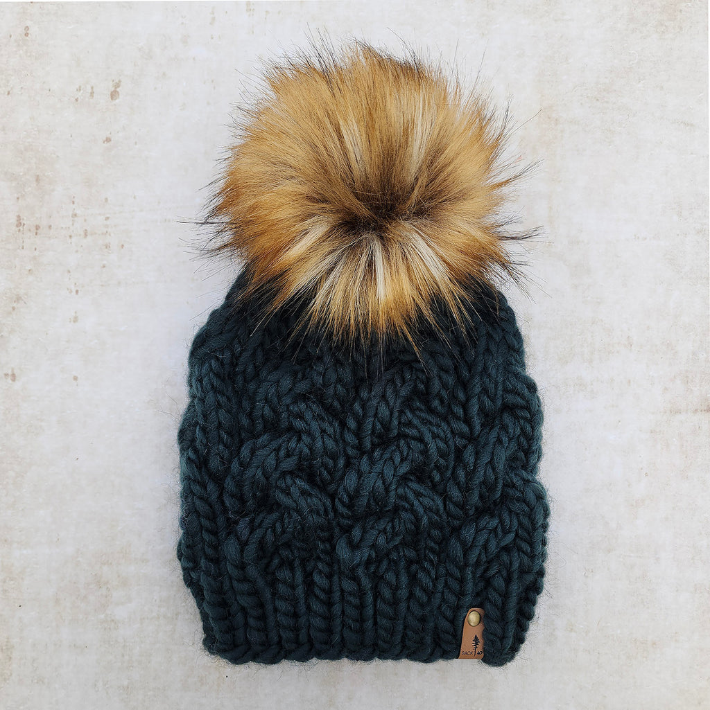 Luxe Line Braided Cable Beanie (Forest Green) | Adult RTS