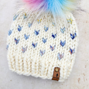 Mini Hearts Toque (Ivory/Dreamcatcher) | 6-12 Months