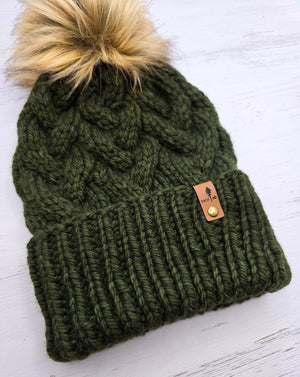 Luxe Line Cable Beanie (Olive) | Adult