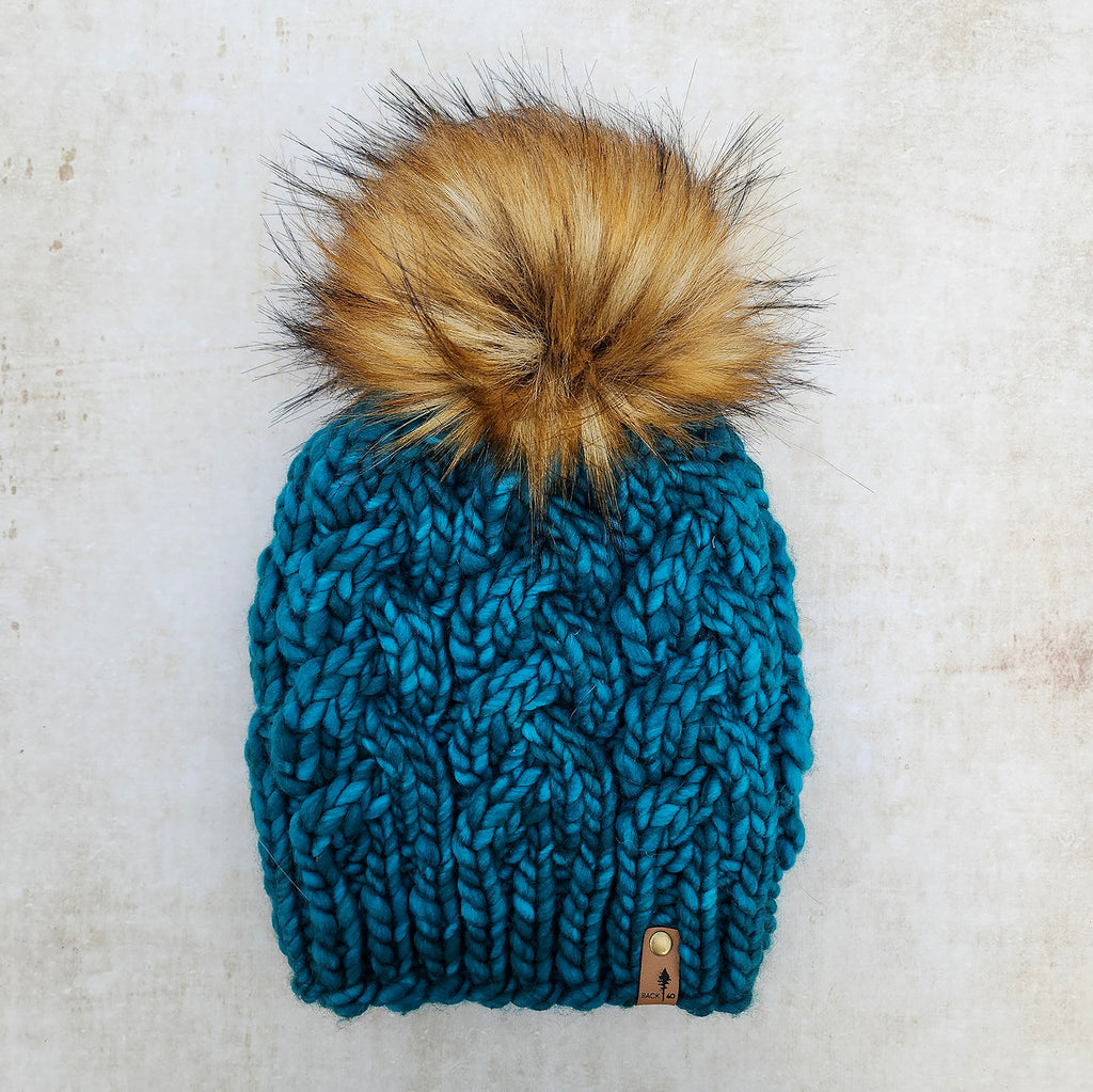 Luxe Line Braided Cable Beanie (Teal Feather) | Adult RTS
