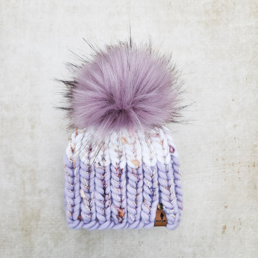 Luxe Line Baby Nokhu Beanie (Ivory & Lilac) | RTS 0-3 Months