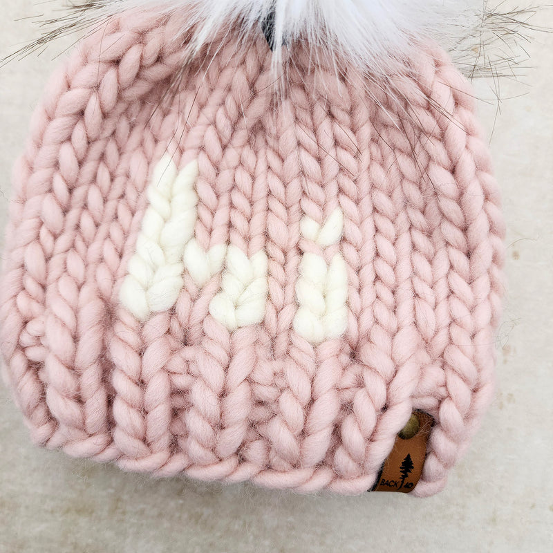 Luxe Line "Hi" Beanie (Blush) | RTS 0-3 Months