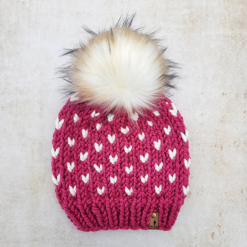 Classic Line Mini Hearts Toque (Raspberry) | Adult RTS
