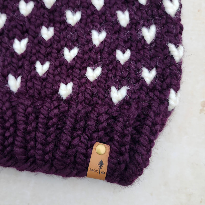 Classic Line Mini Hearts Toque (Eggplant) | Adult RTS