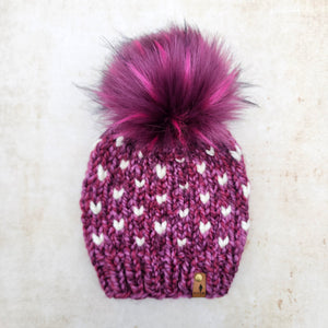 Mini Hearts Toque (Wildberry/Ivory) | RTS 1-3 Years