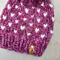 Mini Hearts Toque (Wildberry/Ivory) | RTS 1-3 Years