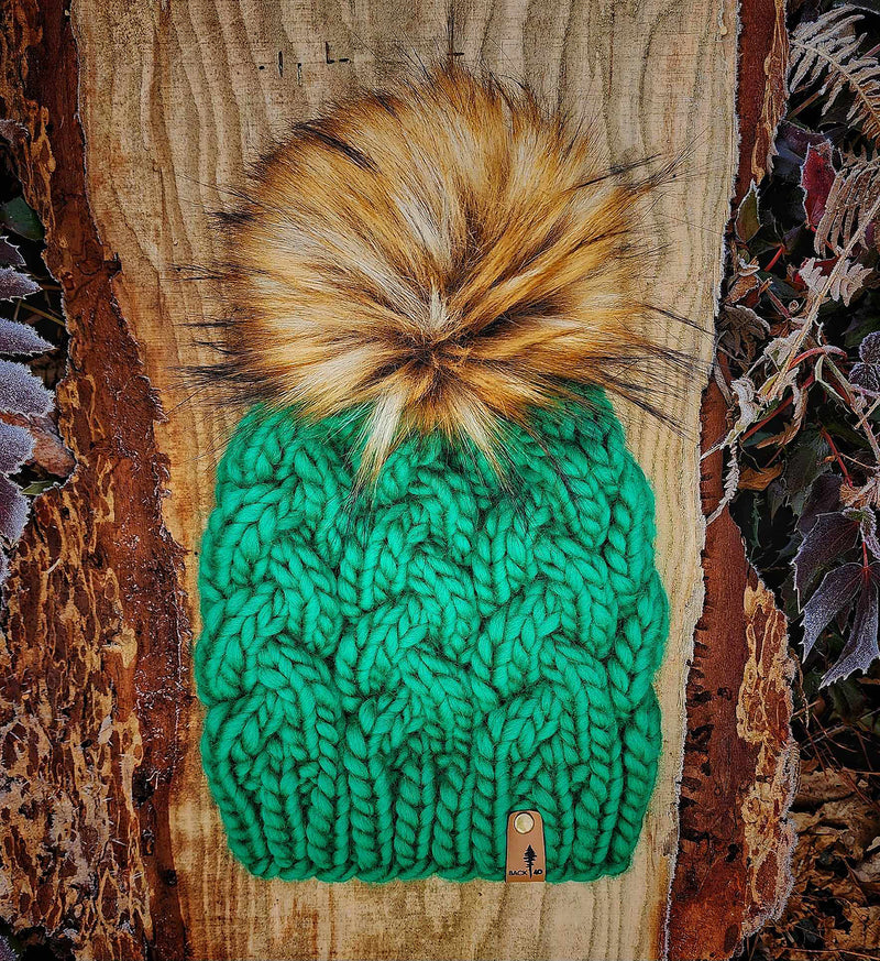 Luxe Line Braided Cable Beanie (Emerald) | Adult RTS