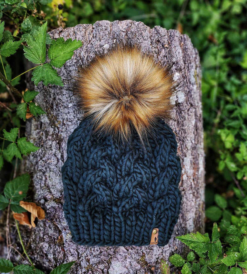 Luxe Line Braided Cable Beanie (Forest Green) | Adult