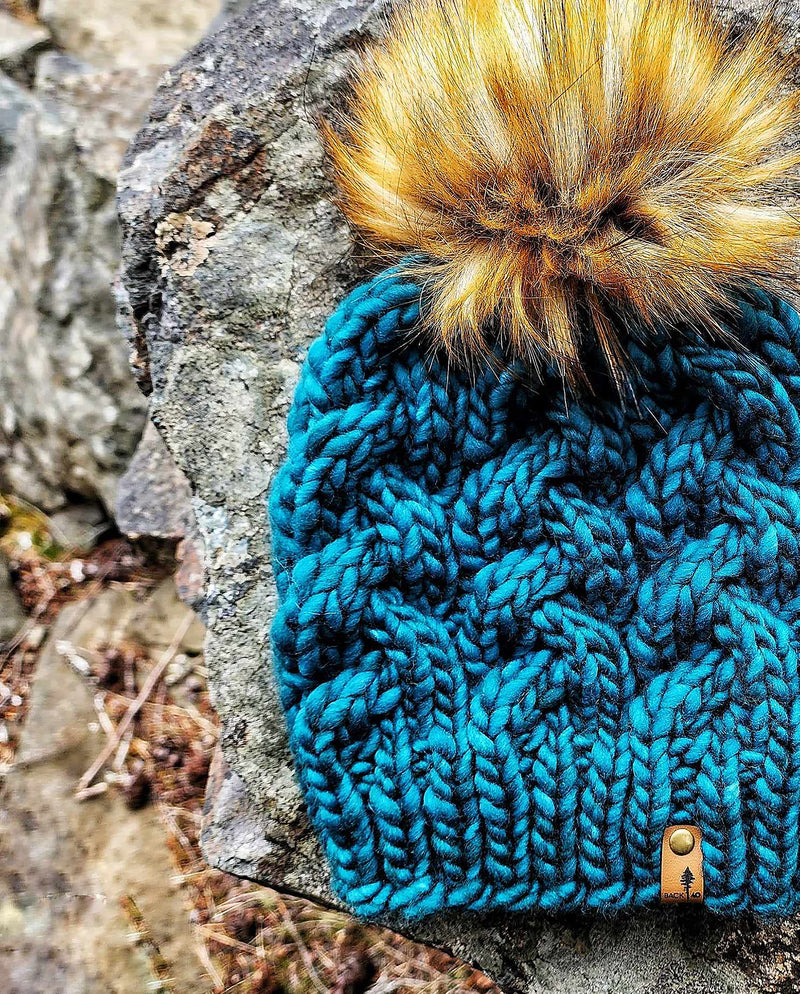 Luxe Line Braided Cable Beanie (Teal Feather) | Adult RTS
