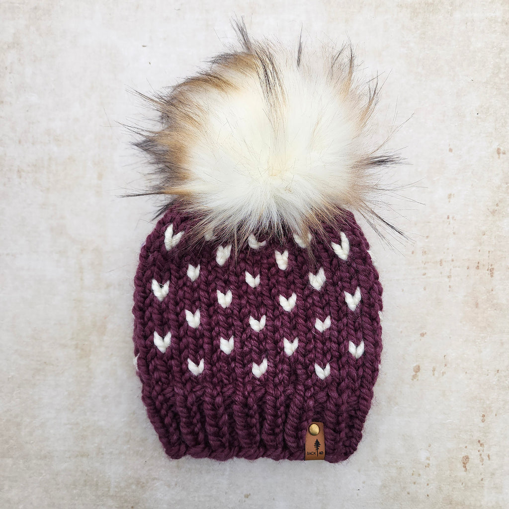 Mini Hearts Toque (Fig/Ivory) | RTS 1-3 Years