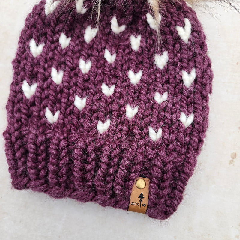 Mini Hearts Toque (Fig/Ivory) | RTS 1-3 Years