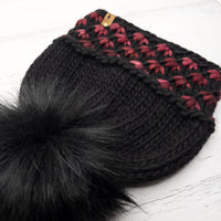 Luxe Line Lotus Brim Beanie (Black/Red) | Adult