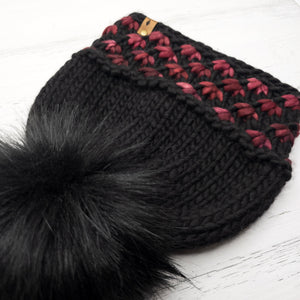 Luxe Line Lotus Brim Beanie (Black/Red) | Adult