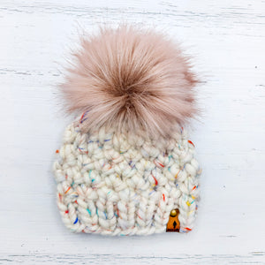 Luxe Line Lianna Beanie (White Confetti) | 0-3 Months