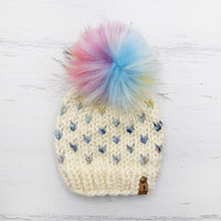 Mini Hearts Toque (Ivory/Dreamcatcher) | 6-12 Months