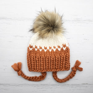 Luxe Line Bonnet (Earthy Orange/Ivory) | 0-6 Months