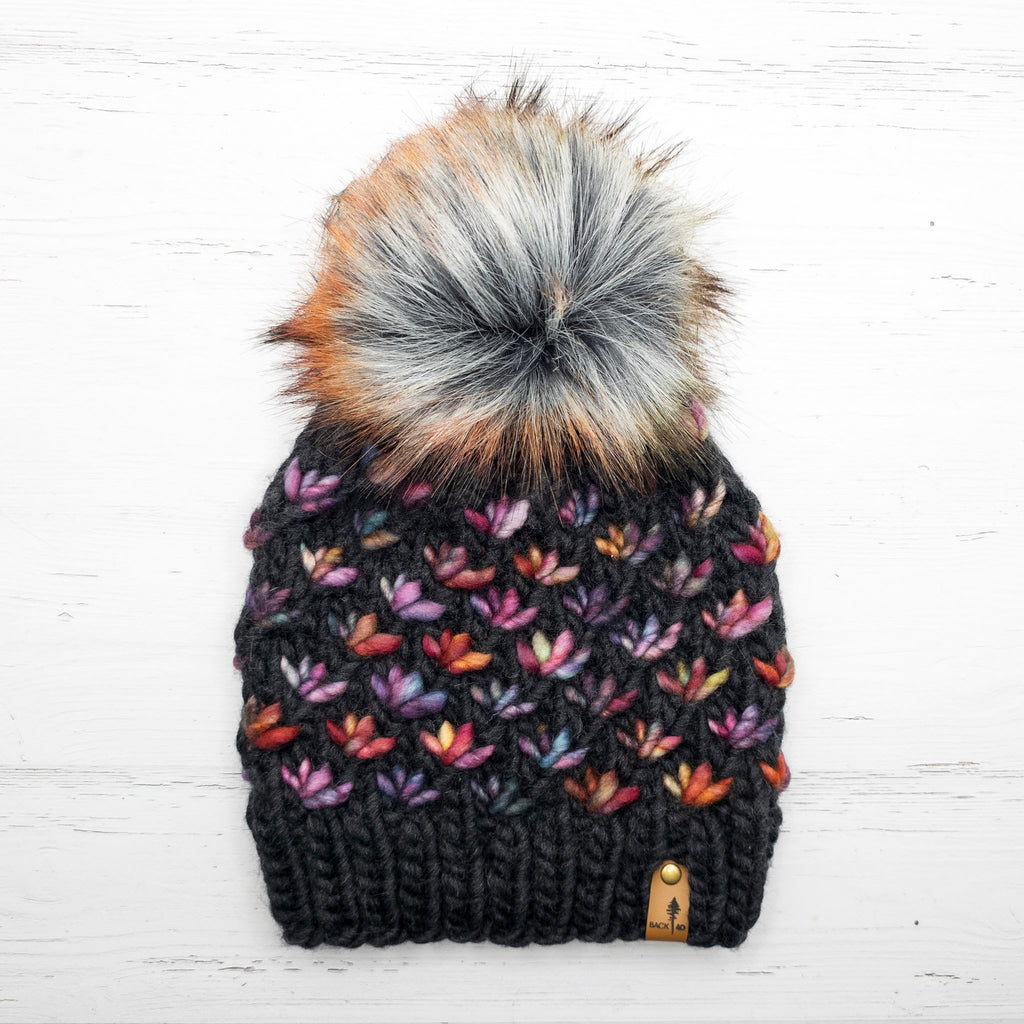 Luxe Line Lotus Flower Beanie (Charcoal/Diana) | Adult
