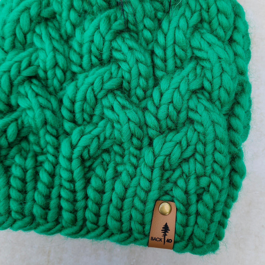Luxe Line Braided Cable Beanie (Emerald) | Adult RTS
