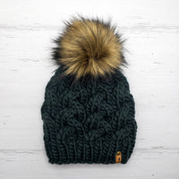 Luxe Line Braided Cable Beanie (Forest Green) | Adult