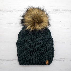 Luxe Line Braided Cable Beanie (Forest Green) | Adult