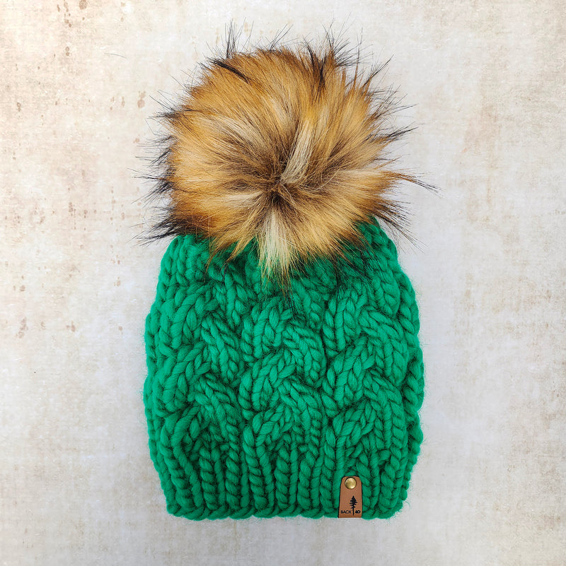 Luxe Line Braided Cable Beanie (Emerald) | Adult RTS