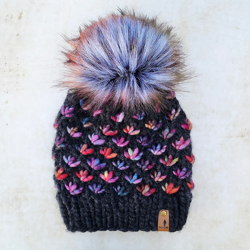 Luxe Line Lotus Flower Beanie (Charcoal/Diana) | Adult RTS