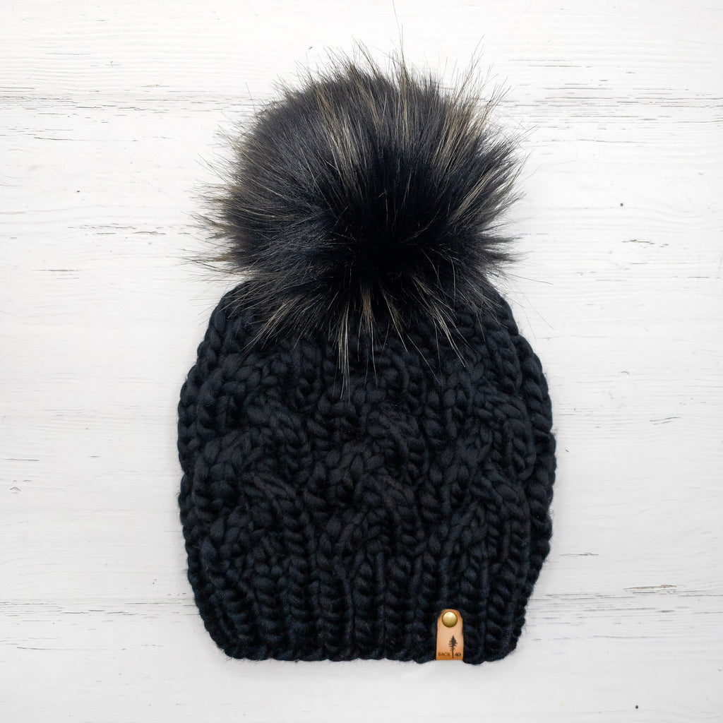Luxe Line Braided Cable Beanie (Black) | Adult