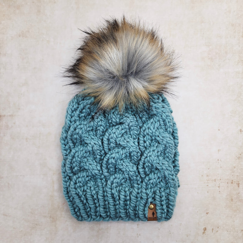 Classic Line Braided Cable Beanie (Seafoam) | Adult RTS