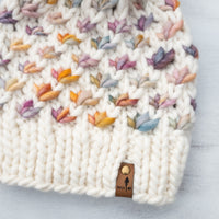 Luxe Line Lotus Flower Beanie (Ivory/Dancing Leaves) | Adult