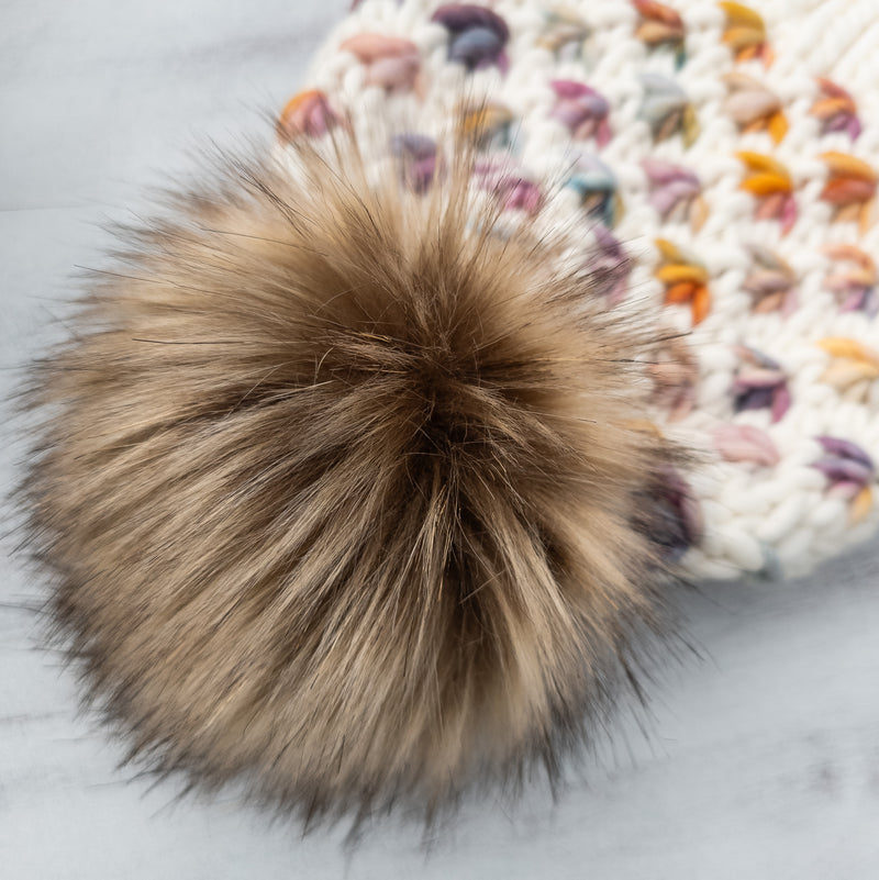 Luxe Line Lotus Flower Beanie (Ivory/Dancing Leaves) | Adult