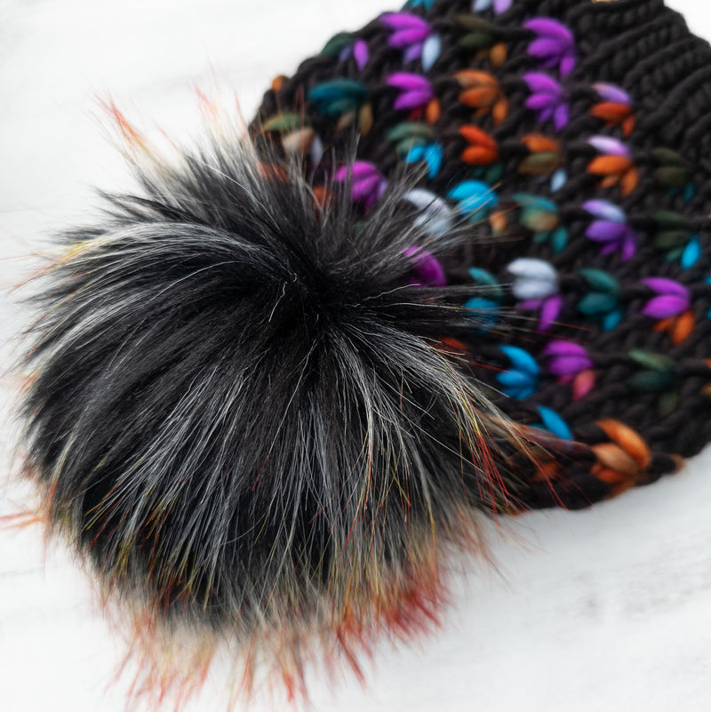 Luxe Line Lotus Flower Beanie (Black/Dragonfly) | Adult