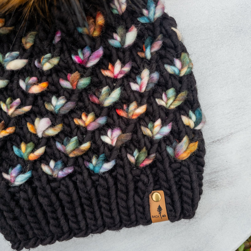 Luxe Line Lotus Flower Beanie (Black/Molino) | Adult