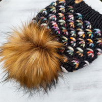 Luxe Line Lotus Flower Beanie (Black/Molino) | Adult