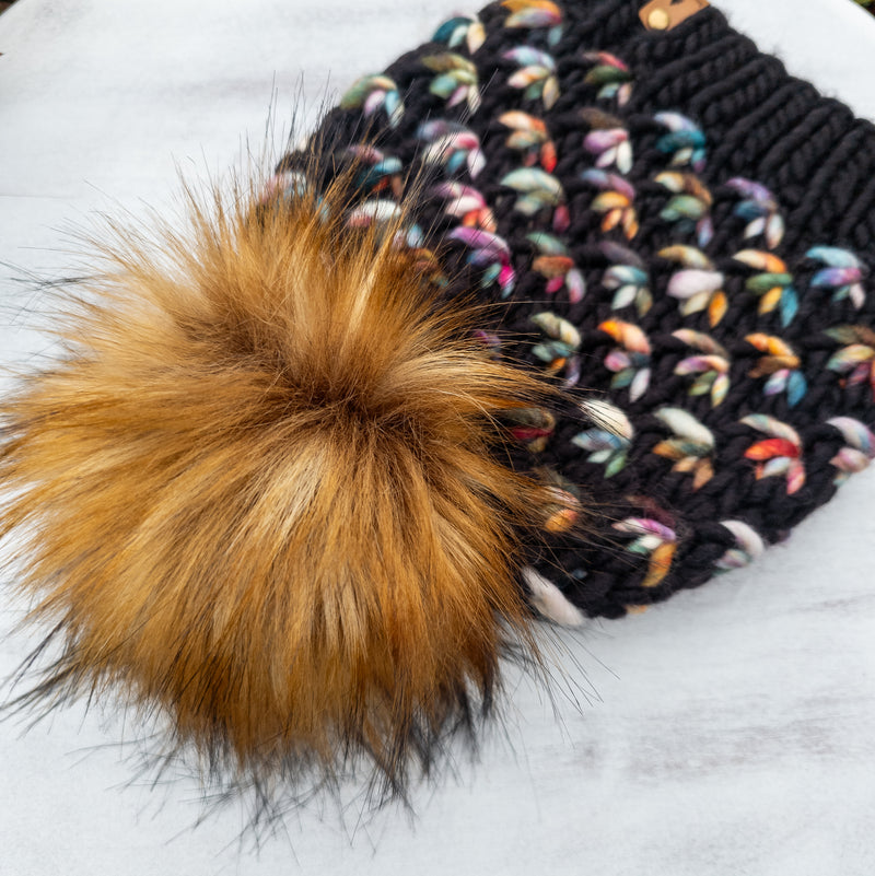 Luxe Line Lotus Flower Beanie (Black/Molino) | Adult