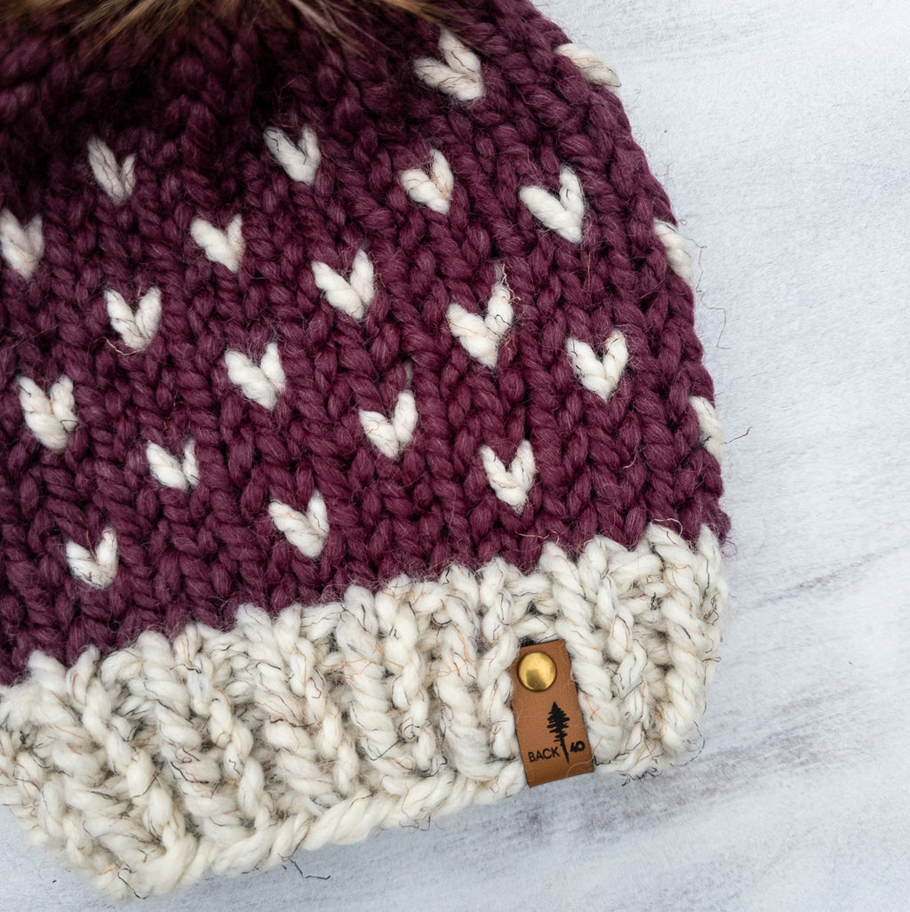 Mini Hearts Toque (Wheat/Fig) | 1-3 Years