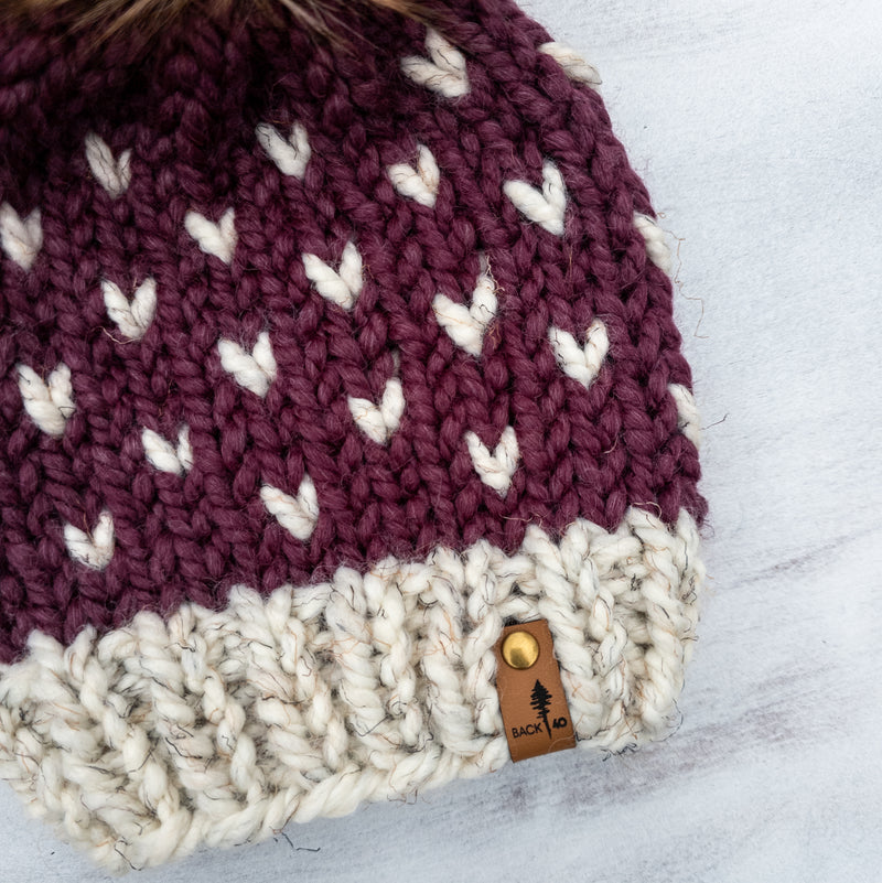 Mini Hearts Toque (Wheat/Fig) | 1-3 Years