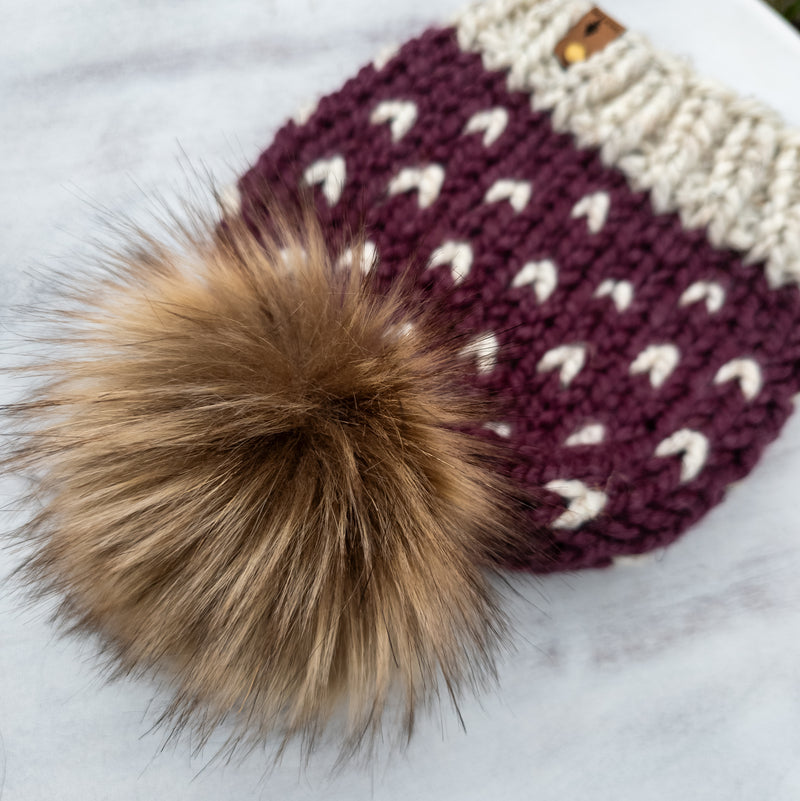 Mini Hearts Toque (Wheat/Fig) | 1-3 Years