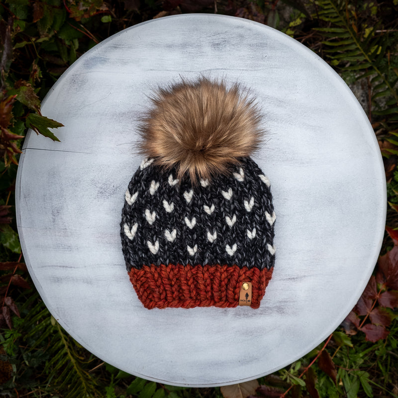 Mini Hearts Toque (Spice/Charcoal) | 1-3 Years