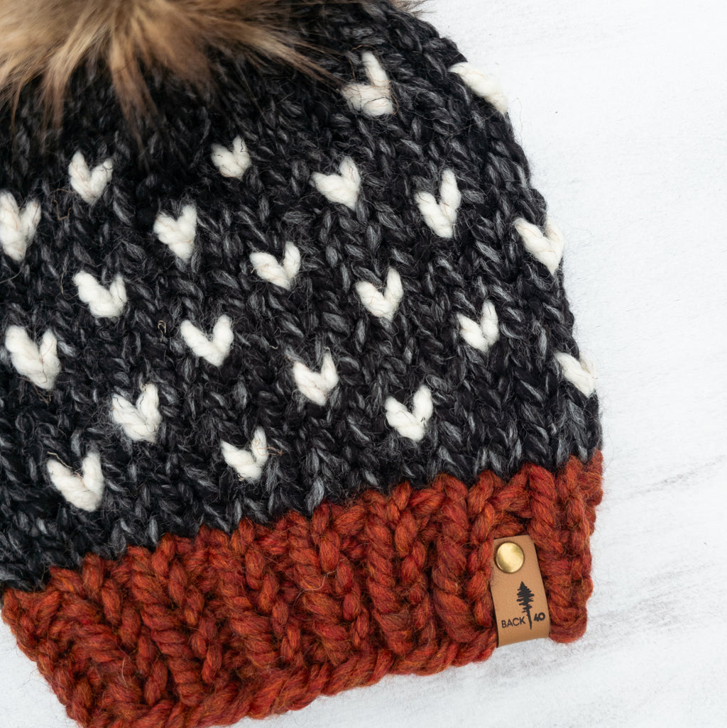 Mini Hearts Toque (Spice/Charcoal) | 1-3 Years