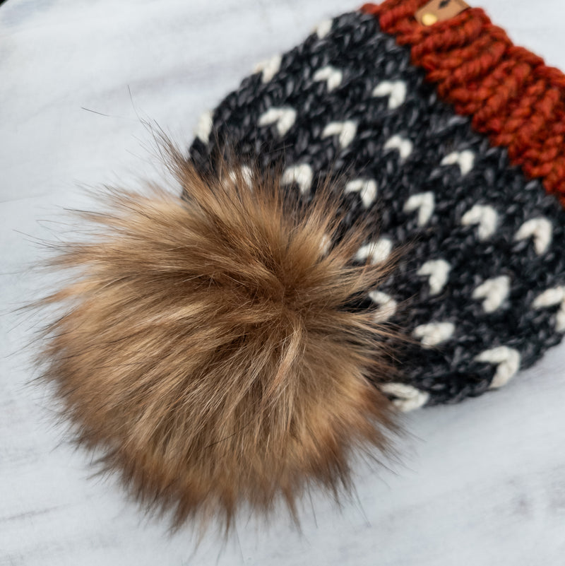 Mini Hearts Toque (Spice/Charcoal) | 1-3 Years