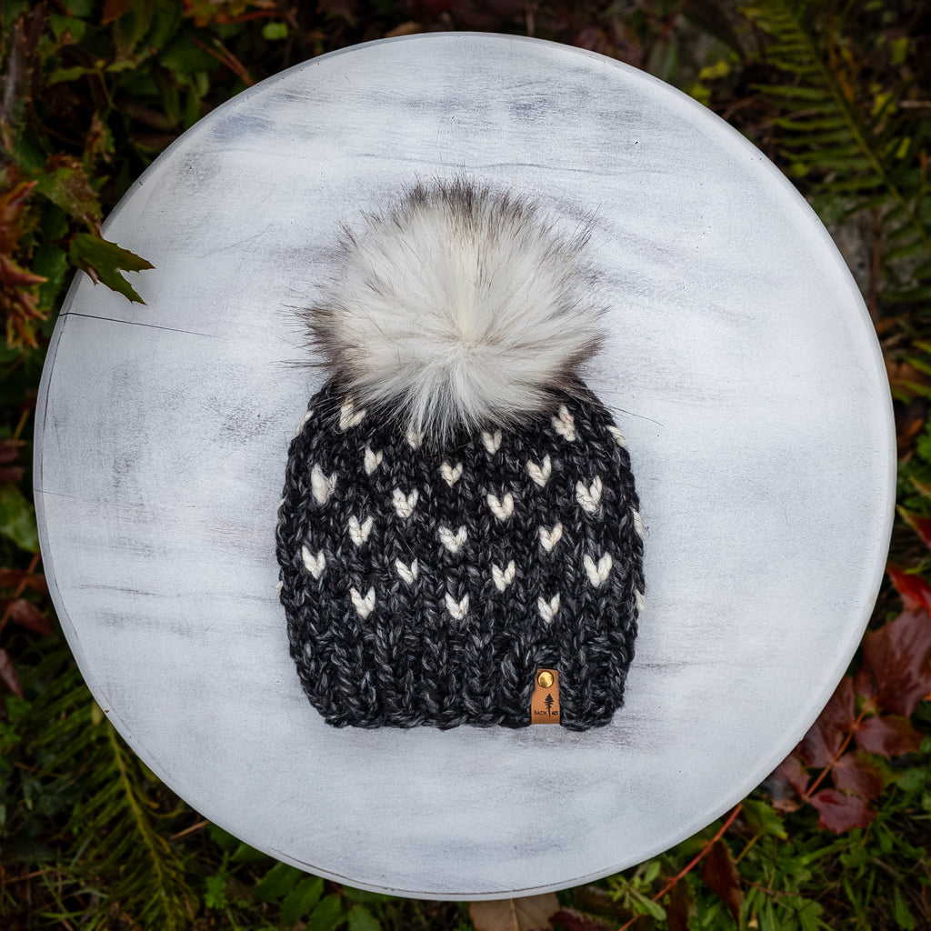 Mini Hearts Toque (Charcoal/Wheat) | 1-3 Years