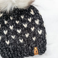 Mini Hearts Toque (Charcoal/Wheat) | 1-3 Years