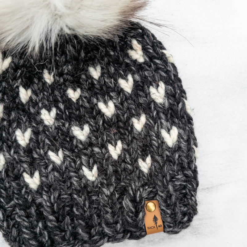 Mini Hearts Toque (Charcoal/Wheat) | 1-3 Years
