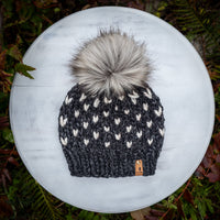 Classic Line Mini Hearts Toque (Charcoal) | Adult